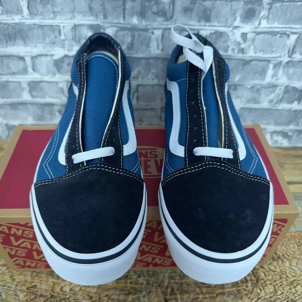 Vans Old Skool Navy Blue White Skate Shoes Suede Canvas Mens Size 9 New